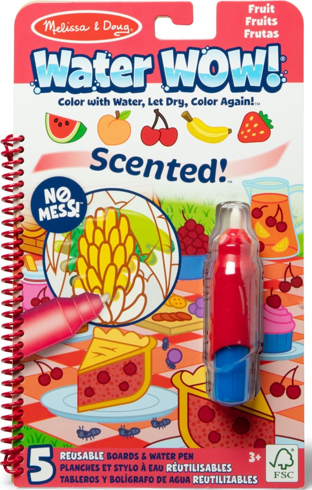 Melissa & Doug Water WOW - Fruit | Colouring Books for Children, Travel Toys for Kids, Activity Drawing Pad | Age 3-6