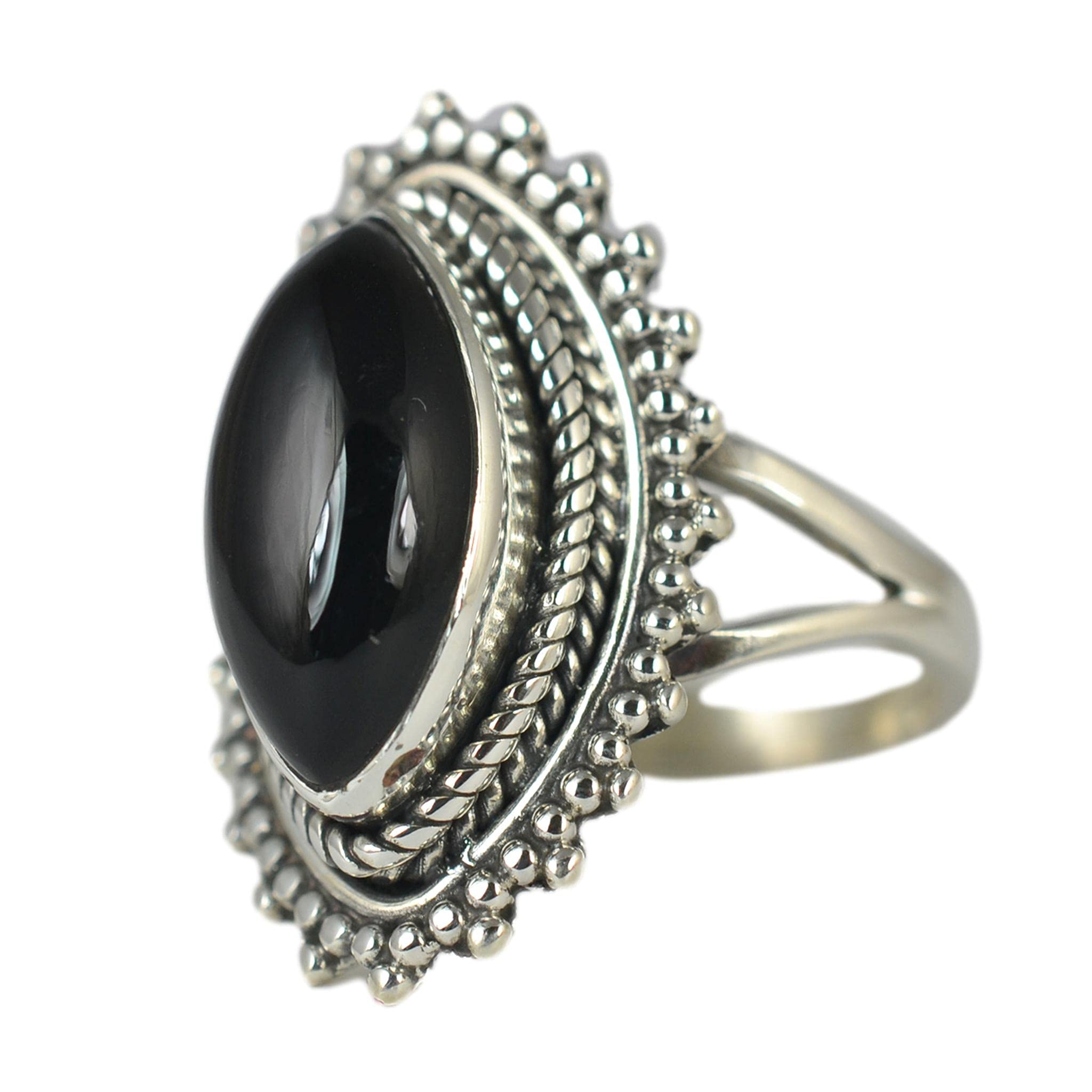 Schwarzer Onyx-Ring aus 925er Sterlingsilber