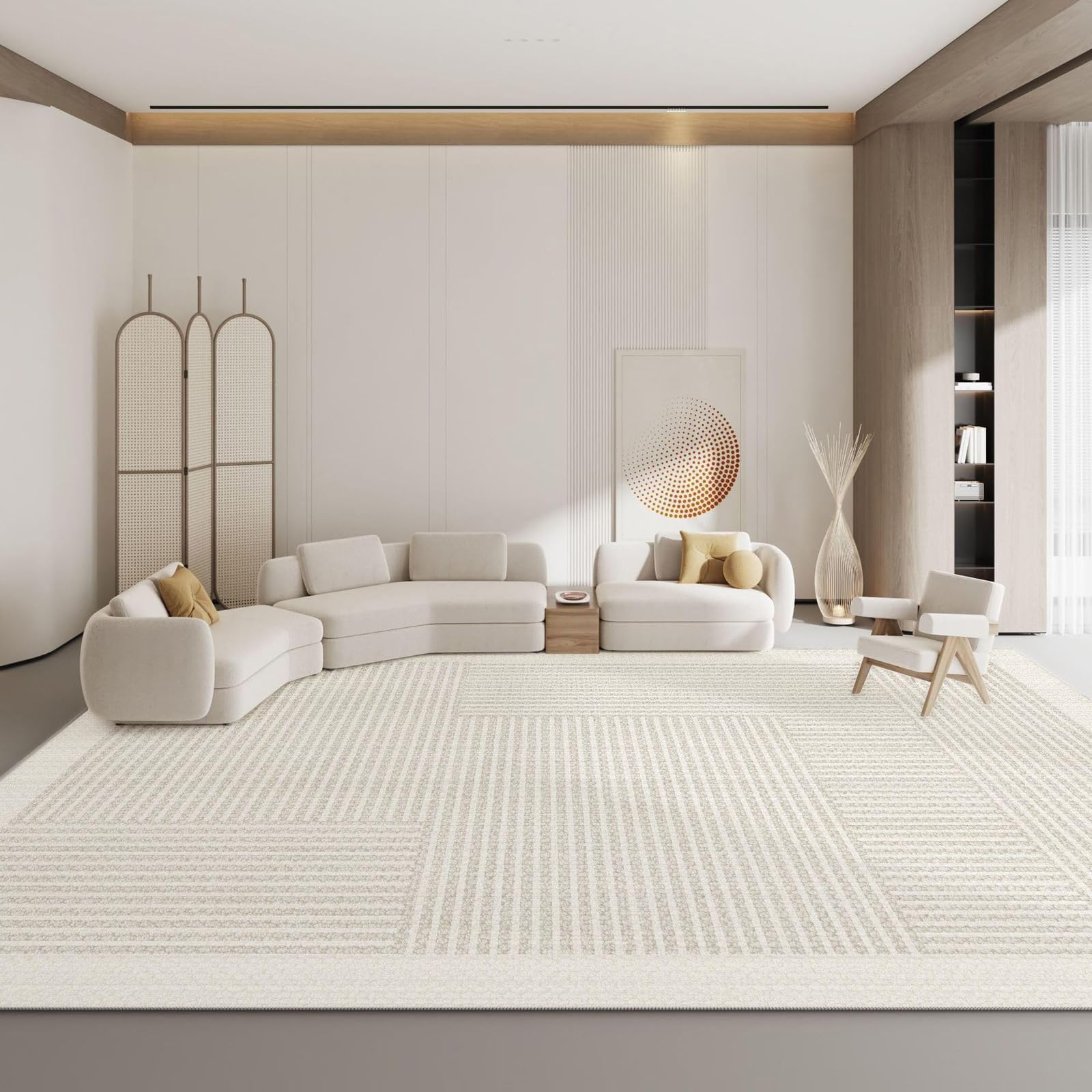 VUCATIN Cream Area Rug for Bedroom Living Room, 200 x 300cm Modern Large Rug Non-Slip Carpet Multisize Geometric Pad Oriental Mat for Dining Room Home Decor (A)