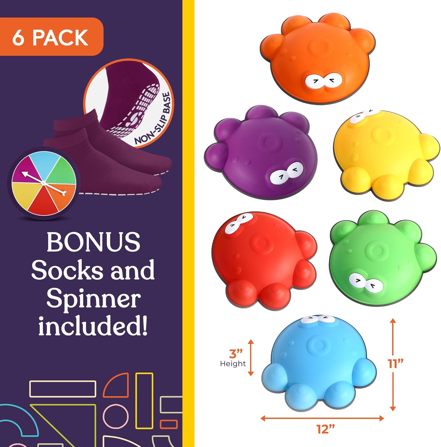 Special Supplies Stepping Stones for Kids - Indoor/Outdoor Play - Child Safe Rubber, Non-Slip Edging - Promotes Coordination, Balance, Strength- Set of 6