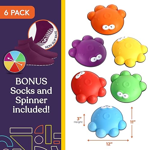 Vista 30 de Special Supplies Stepping Stones for Kids - Set of 6 Balance Blocks - Indoor/Outdoor Play - Child Safe Rubber, Non-Slip Edging - Promotes