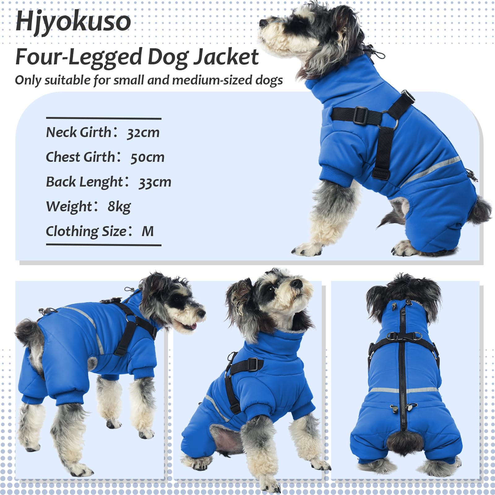 Abrigo Perro, Ropa Perro, Abrigo Impermeable para Perros A Prueba De Viento, Abrigo para Perro con Arnés, Ropa Perro Pequeño, Abrigo Perro Mediano, Chaqueta para Perro con Cuatro Patas S-XL