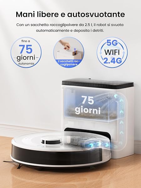 Lefant M2 Plus Robot Vacuum Cleaner with Laser Mapping, dToF Navigation + PSD Sensors, 6000Pa, 2.5L Automatic Collecting Station, Personalized Cleaning, WiFi App Alexa, White - 2