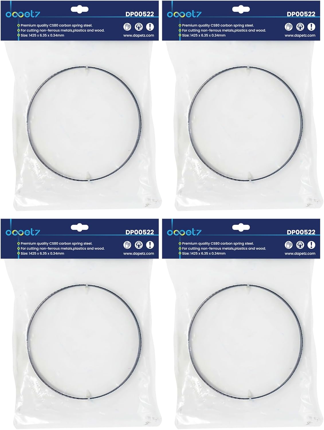 Dapetz 1425mm (56") Bandsaw Blades 14 Tpi For Cutting Metal Plastic Wood 4 Pack