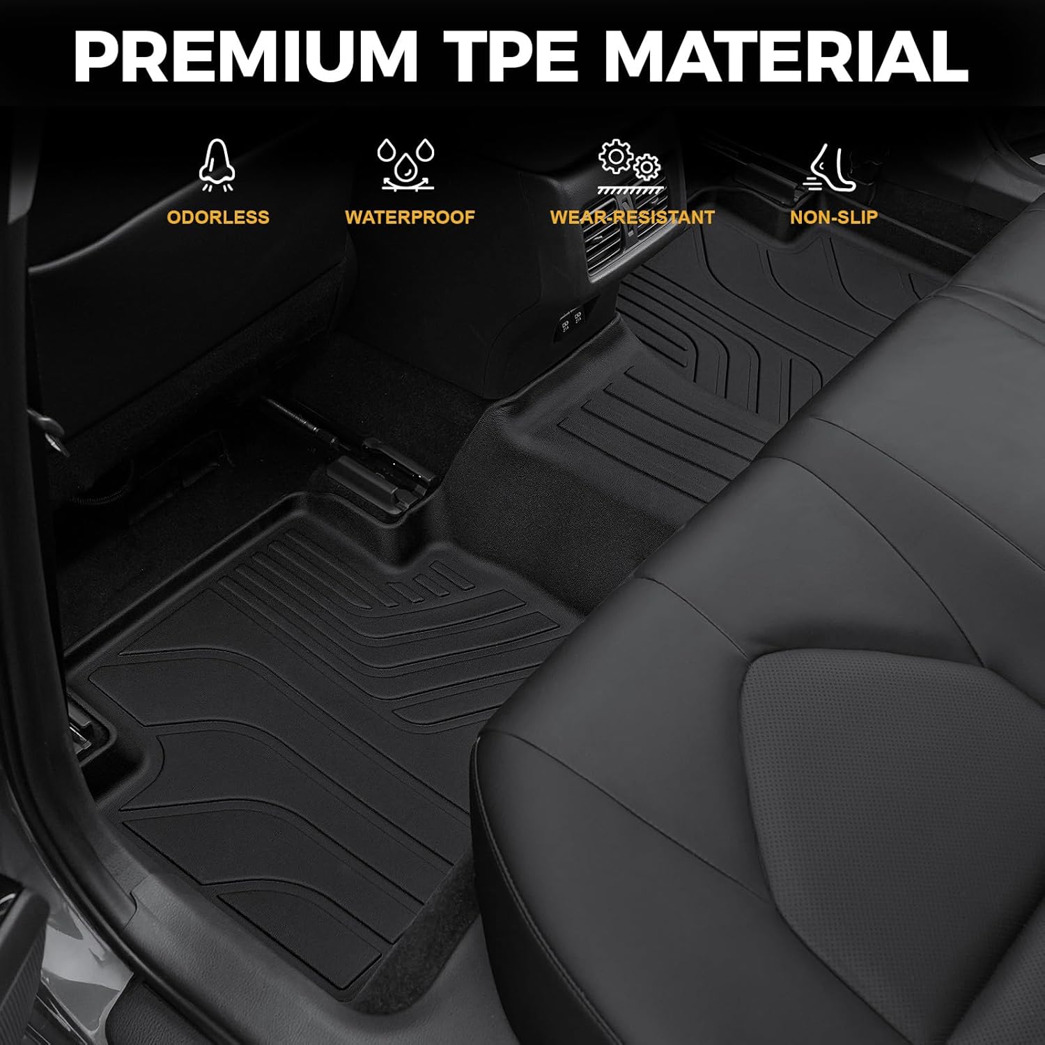Floor Mats for Toyota Camry 2018-2024, All Weather Floor Mats Trunk Cargo Liner and Door Sill Guards Accessories, Full Coverage Set (Not fit AWD or Hybrid Models)