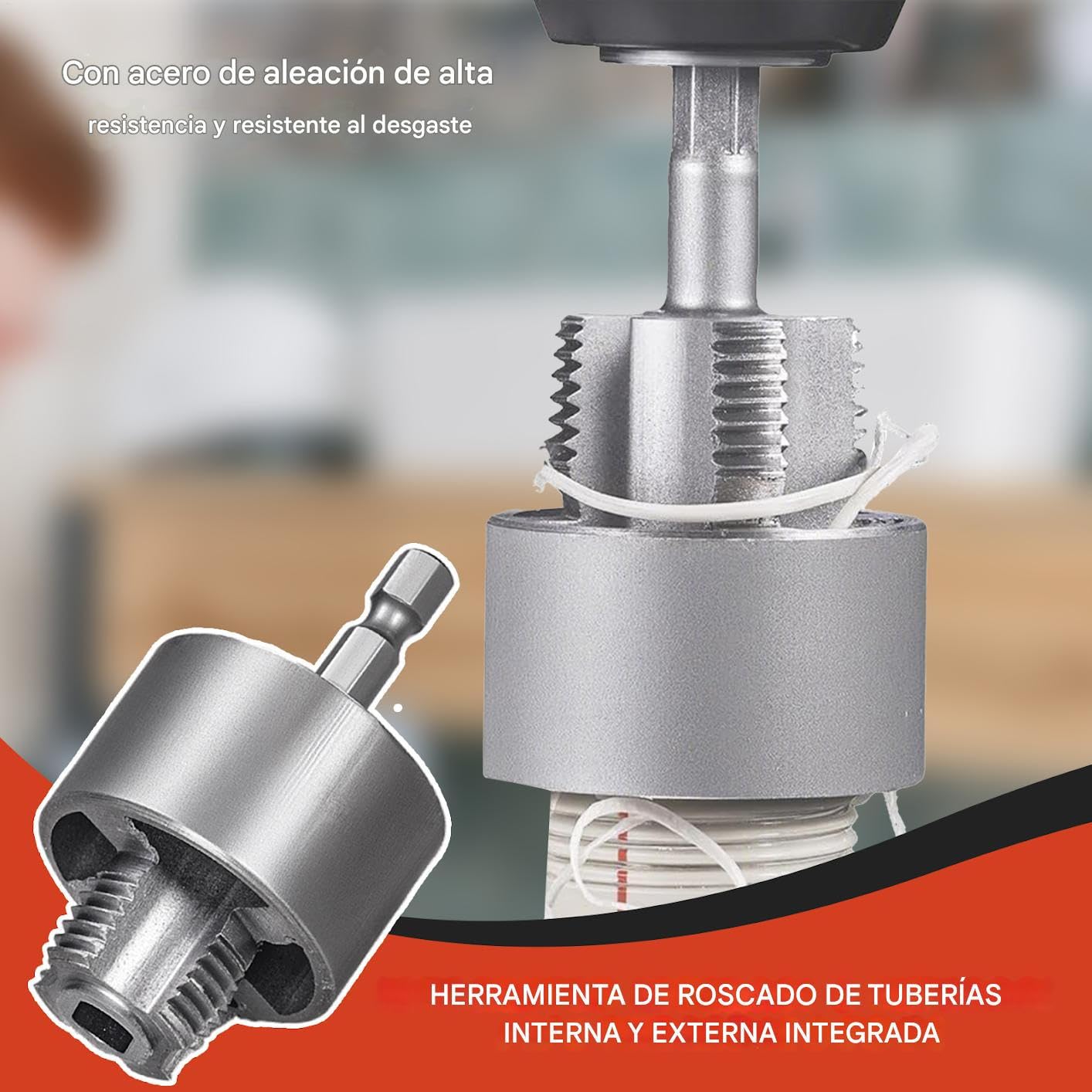 Herramienta de Roscado PVC - Herramienta de Roscado | Cabezales de Corte Internos Externos para Taladro Eléctrico en Fontanería