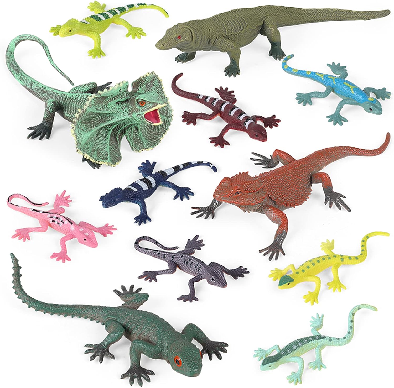 SCAHOW 12PCS Fake Lizard Toys Realistic Rubber Reptile