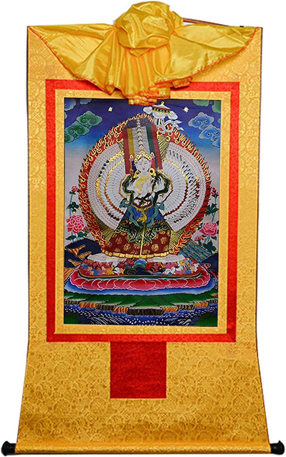 仏教タンカ錦、 ムドラ工芸品 チェンレジタンカ 壁掛けタンカ