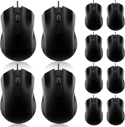 Hoteam 12 Pcs Wired Computer Mouse Bulk Cord USB Computer