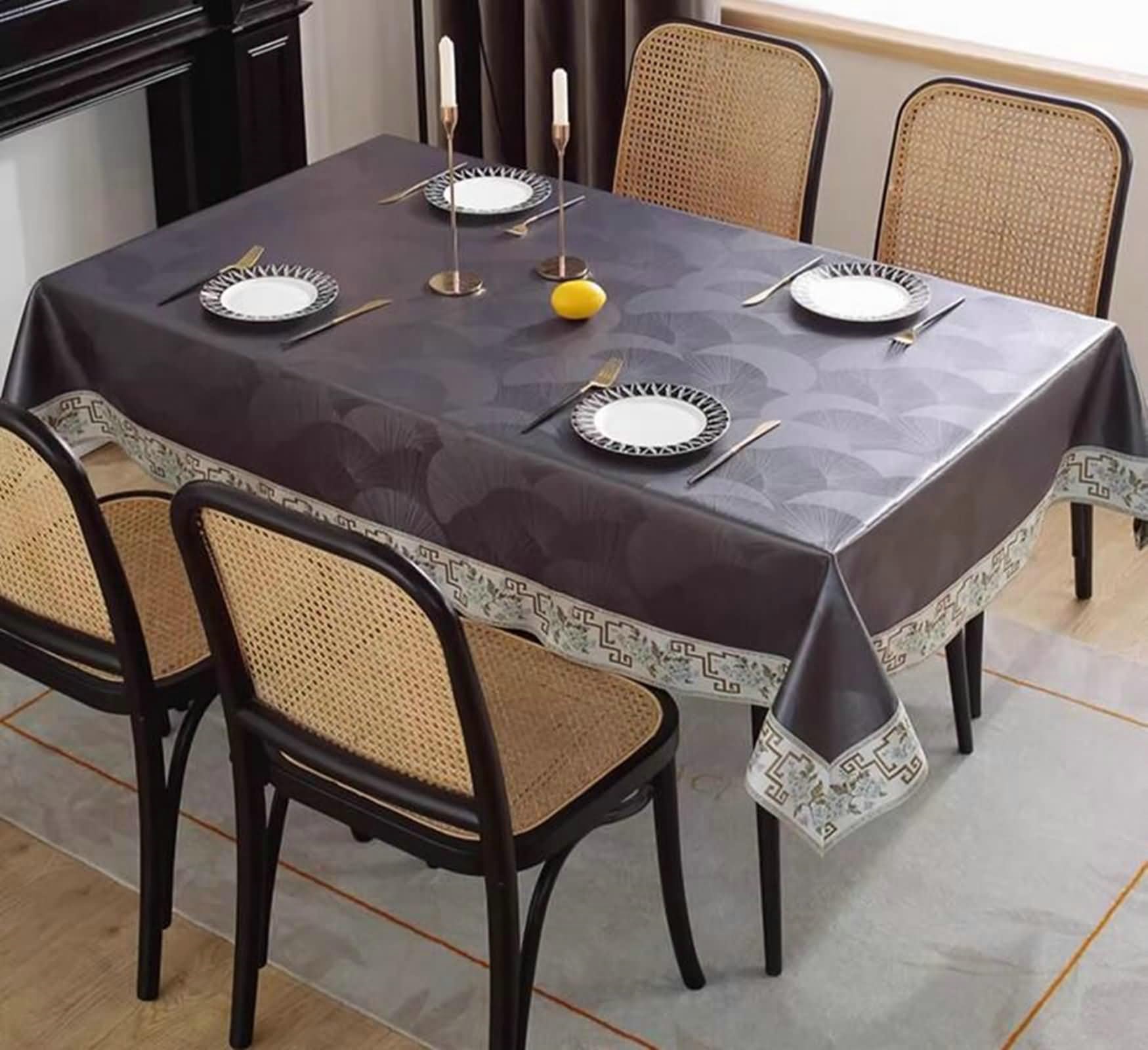 Obrus z poliuretanu, ochrona przed plamami, 140 x 220 cm, ciemnoszary, odporny na działanie wody, trwały, do jadalni