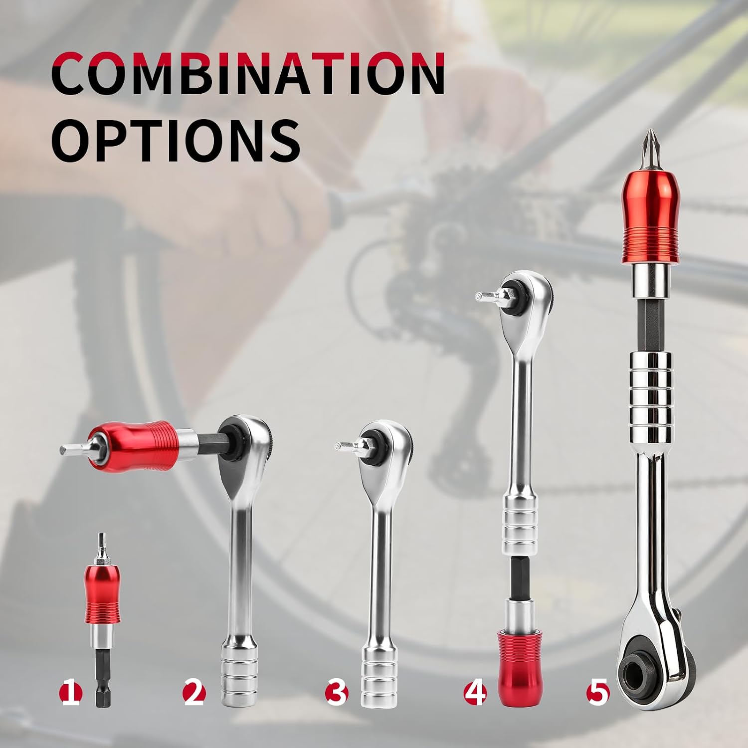14-in-1 Bike Tool Kit Portable Ratchet Wrench 10Bits 2 Tire Levers Foldable Steel，Suitable for Road Bikes and Mountain Bikes，Multi-Function Bike Repair Kits
