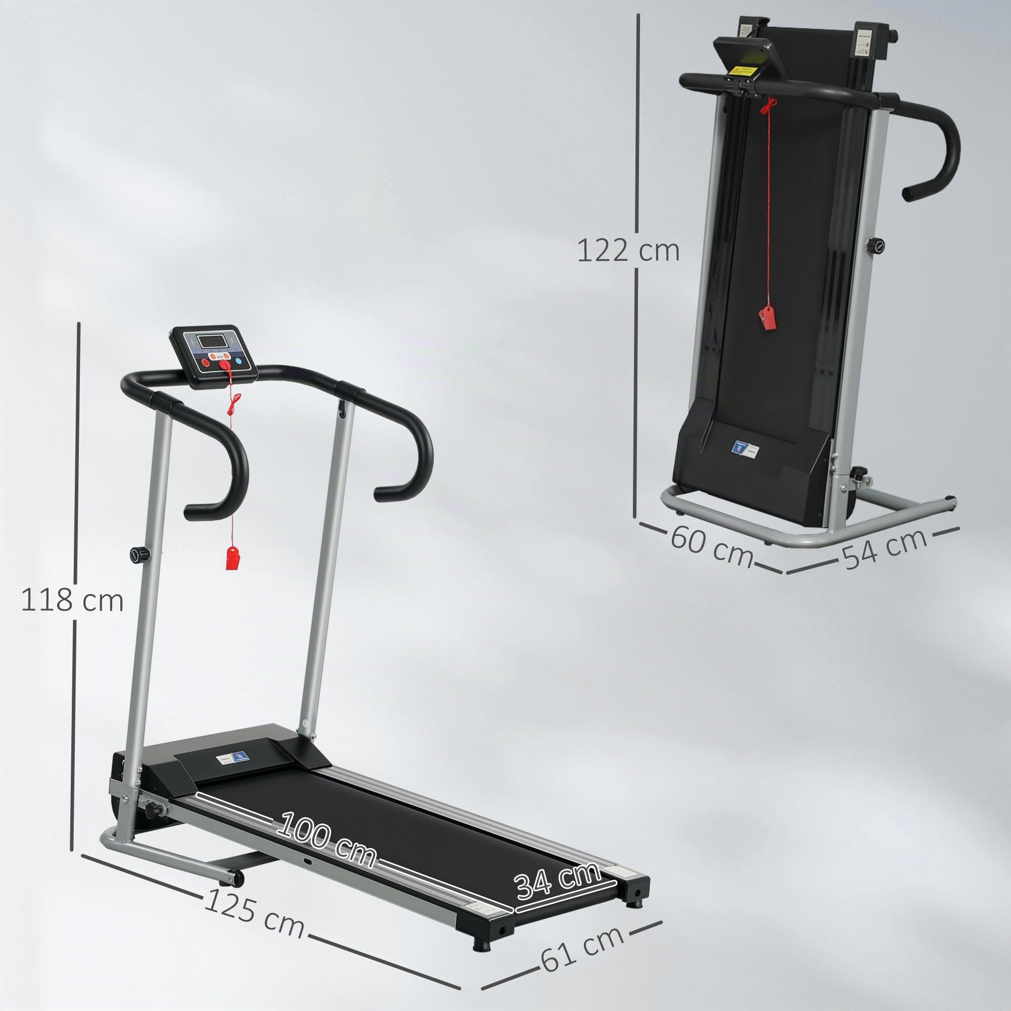 HOMCOM Tapis de Course Électrique Pliable 1 à 10 Km/h