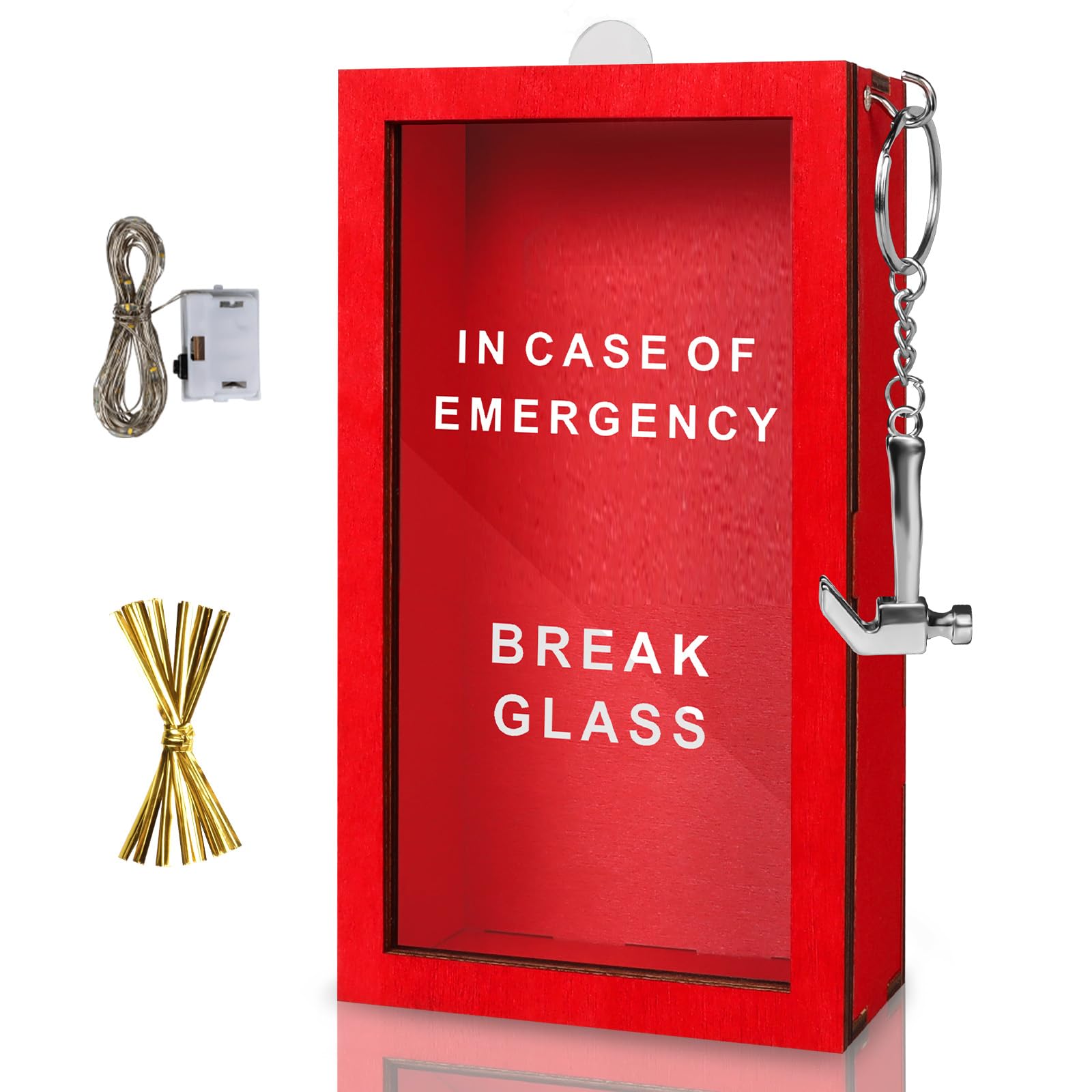 TUZELIYA Birthday Gifts for Women and Men, In Case of Emergency Break Glass, with Hammer LED, Personalized Gag Gift for Friends, Funny and Unusual Ideas Presents for Men Christmas Fathers Day