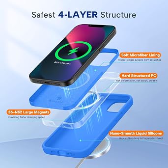 Miracase Silicone & Magnetic for iPhone 13 Case, Mediterranean Blue