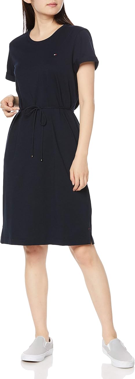 Amazon Co Jp トミーヒルフィガー Tommy Hilfiger コットンドローストリングtワンピース Ww M ネイビー 服 ファッション小物