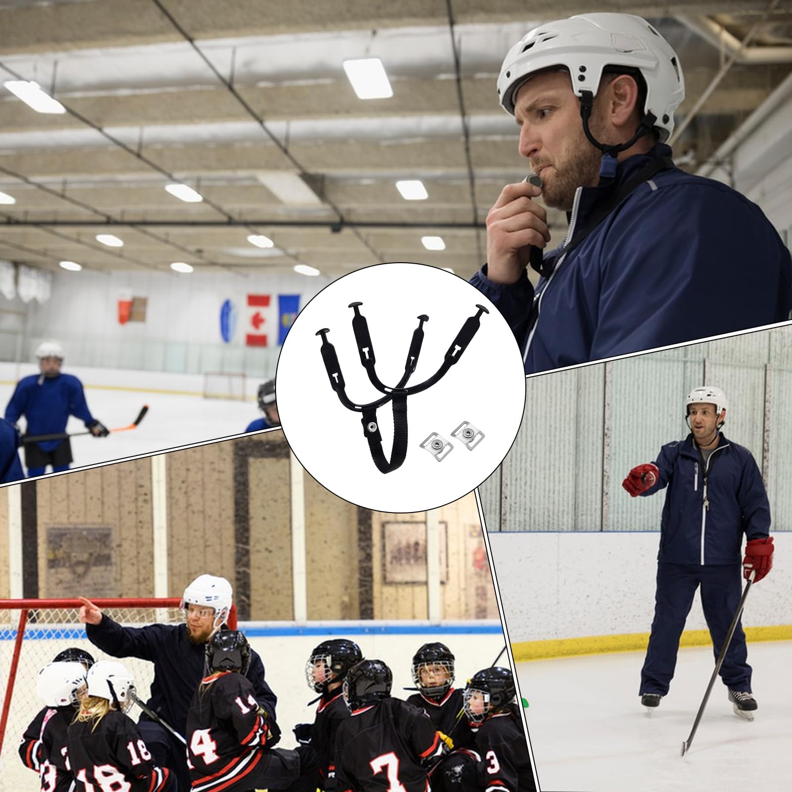 Mentonnière pour casque de hockey sur glace – 20 cm de remplacement pour casque de sport pour jeunes, longueur étanchéité réglables, construction caoutchouc nylon durable | Fixation sécurisée de