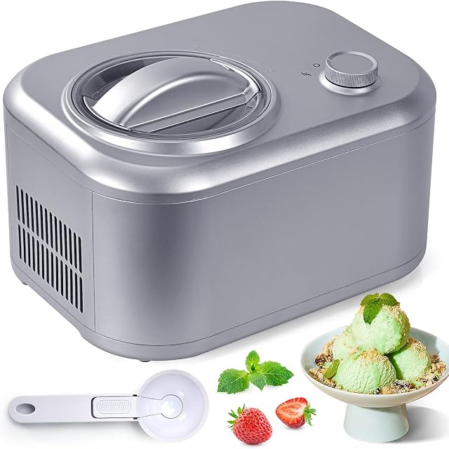 TANGZON 3 in 1 Ice Cream Maker, 1L Homemade Ice Cream Machine with Detachable Mixing Paddle for Making Ice Cream, Sorbet and Frozen Yoghurt, Home Office (Silver)