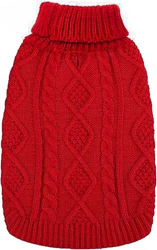 Miniatura 3 de Suéter para perro, abrigo clásico de punto trenzado de cuello alto, ropa cálida de invierno para mascotas, perros, gatos, cachorros, gatitos en