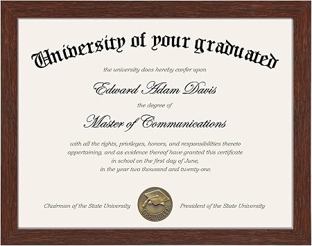 upsimples Certificate Frame with Clear Plexiglass, 8.5 by 11 Picture Diploma Document Degree Frames for Wall and Tabletop, Mahogany,1 Pack