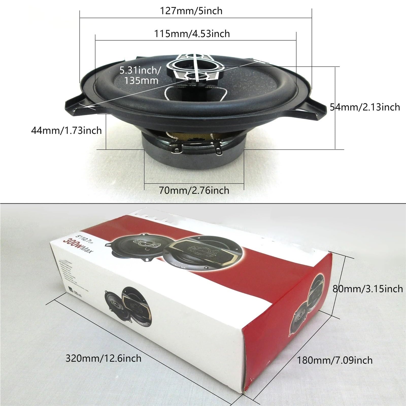 Głośnik Głośnik Wysokotonowy 2x300W 5 cali Łącznie 600W 4-drożny głośnik współosiowy HiFi z osłoną przeciwpyłową i kablem audio Drzwi samochodowe Auto Audio