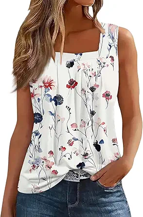 Spring Summer Plus Size Dressy Tank Tops for Women 2025 Womens Workout Floral Boho Beach Sleeveless Shirts Blouses