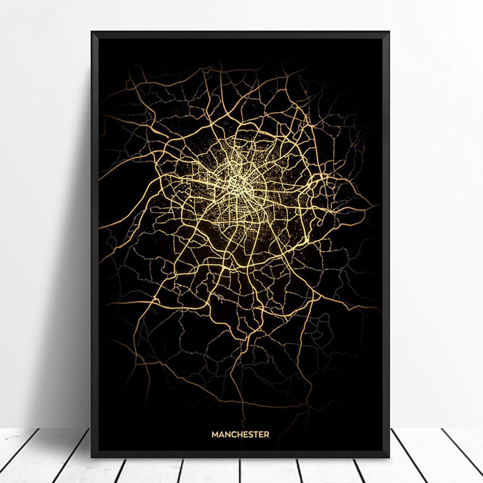 Impression sur toile de Manchester City : affiche de carte du monde personnalisée en 30x45cm