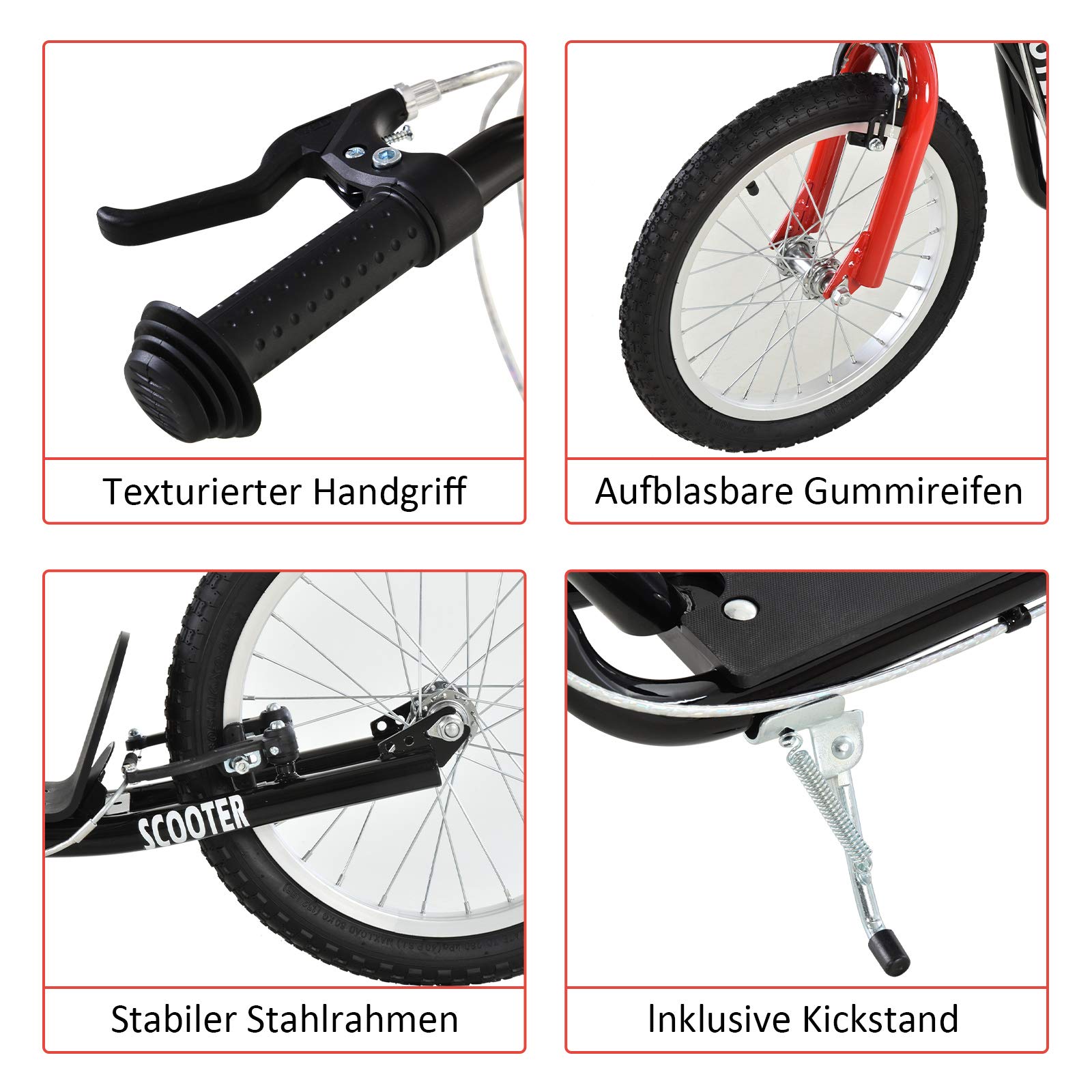HOMCOM Kinderstep step scooter stadsstep kinderscooter step voor kinderen kickboard 2 kleuren