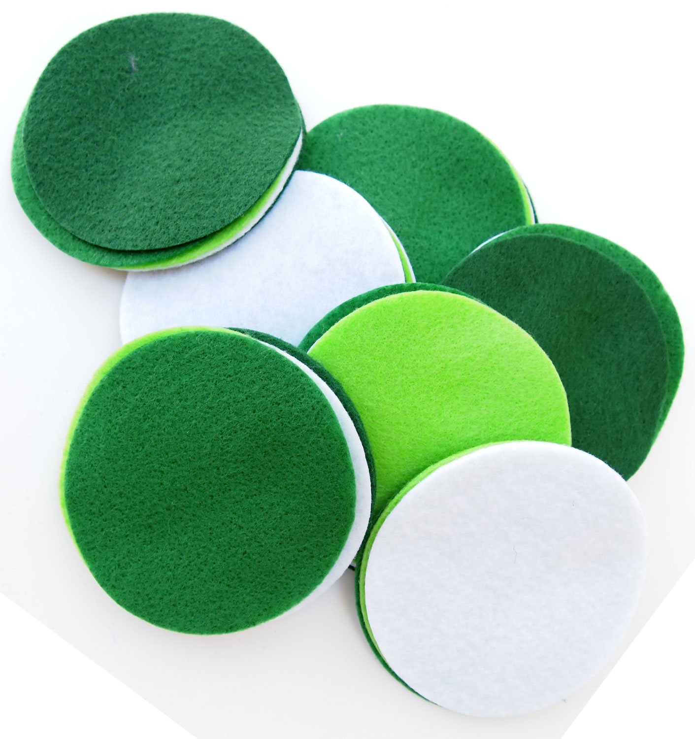 Playfully Ever After Green, Dark Green, Light Green &amp; White Craft Felt Circles (4 Inch - 15pc)