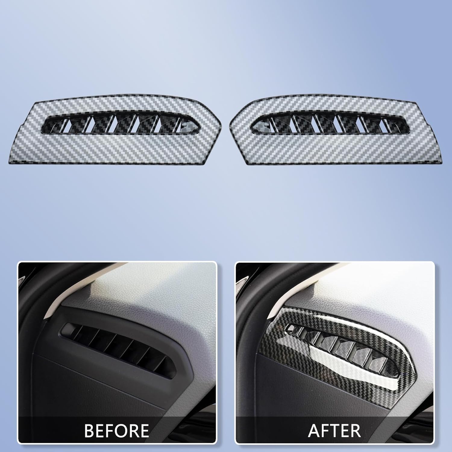 10 Pcs Carbon Fiber Interior Trim Cover Kit Compatible with Toyota Camry LE SE XLE XSE 2018-2020, Center Console Dashboard Panel Cover AC Air Vent Cover Steering Wheel Cover