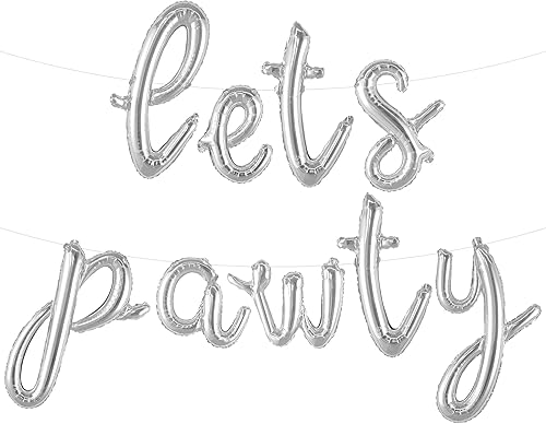 Miniatura 9 de KatchOn, Letras de globos dorados de 16 pulgadas con texto en inglés Lets Pawty, suministros de fiesta de cumpleaños de perro para decoraciones de