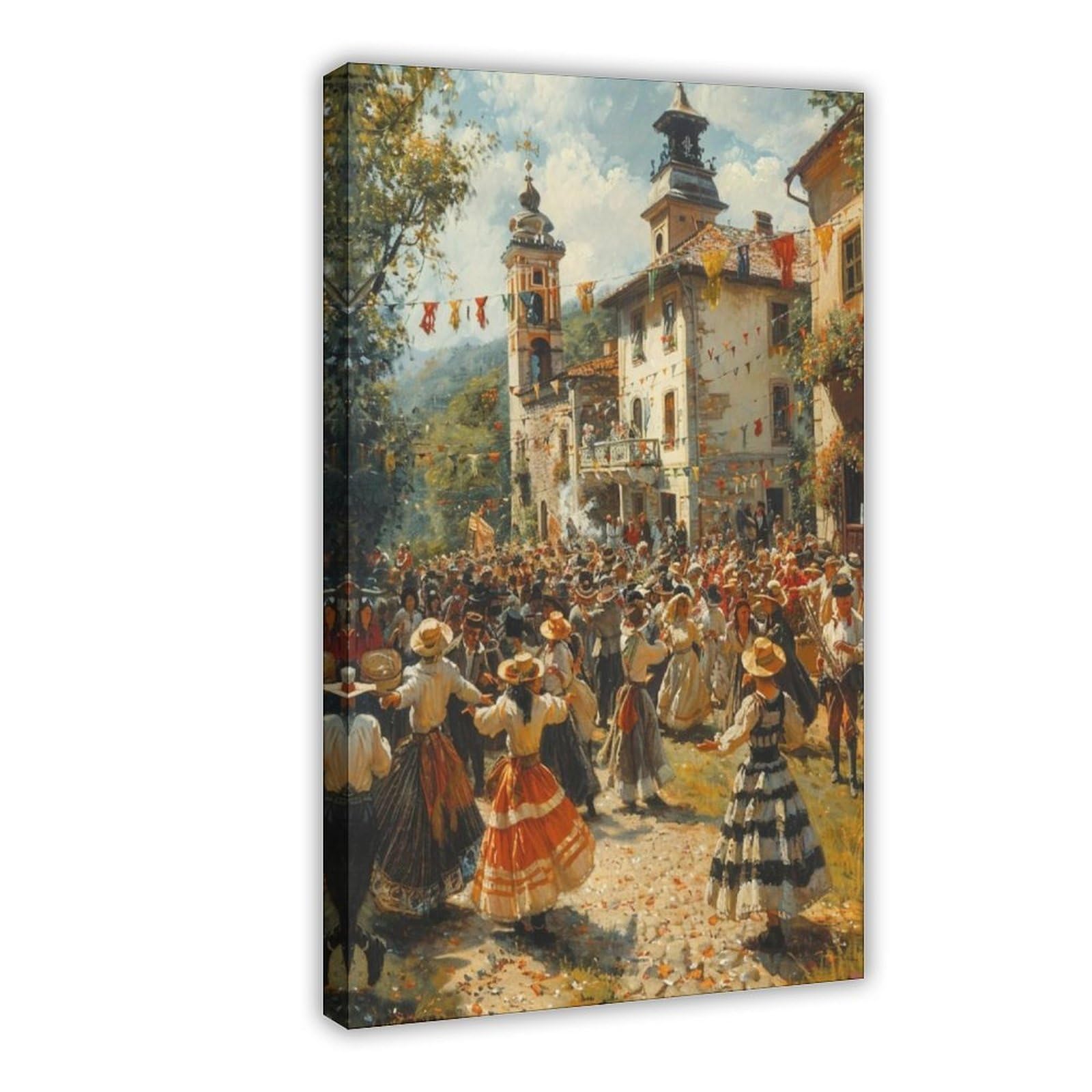 Łowicz - Poster su tela con stampa di festival popolari, decorazione per camera da letto, ufficio, stanza, regalo, 50 x 75 cm