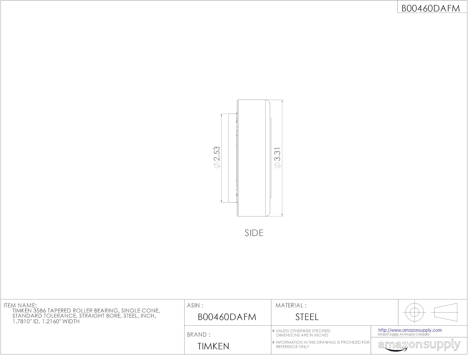 Timken Tapered Roller Bearing Cone - 3586