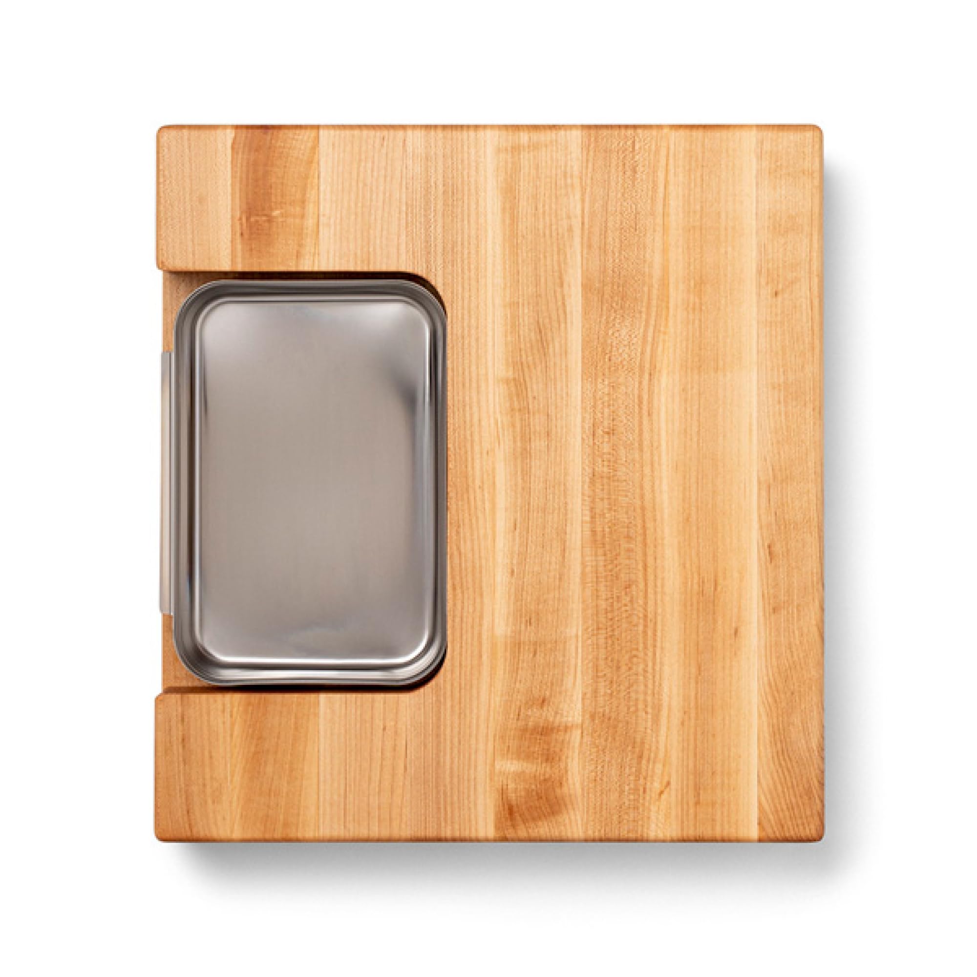 Boos Block Tabla Cortar con Recipientes - Ranura Para Jugo - 38 x 35 x 6 cm | Tabla Cortar Cocina Profesional - Reversible - Tabla Madera Cocina Grande - Extra Gruesa