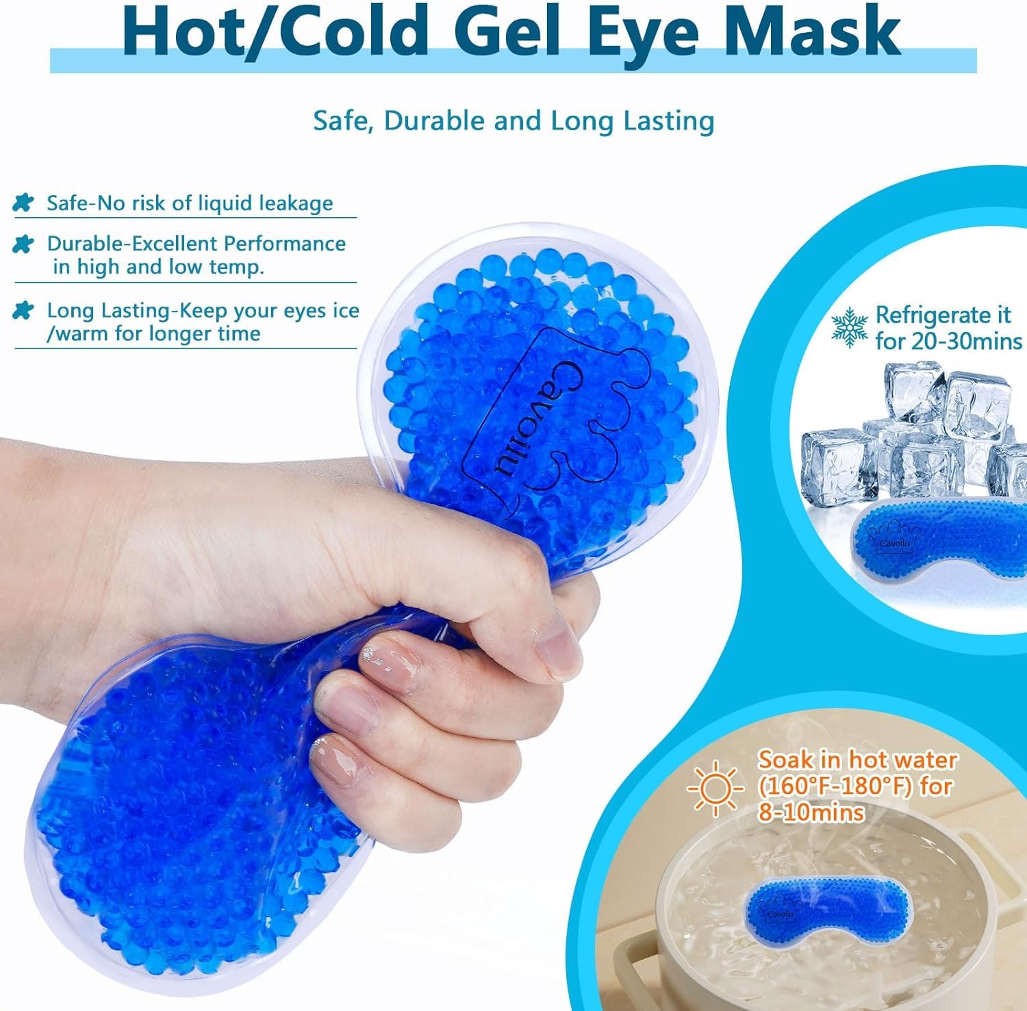 Schlafmaske mit kühlender Gel-Augenmaske, 2 Packungen beheizte Augenmaske zum Schlafen, wiederverwendbare Eisseide, Verdunkelungsaugenabdeckung, Schlafmaske für Reisen, Zuhause, Büro, Yoga,