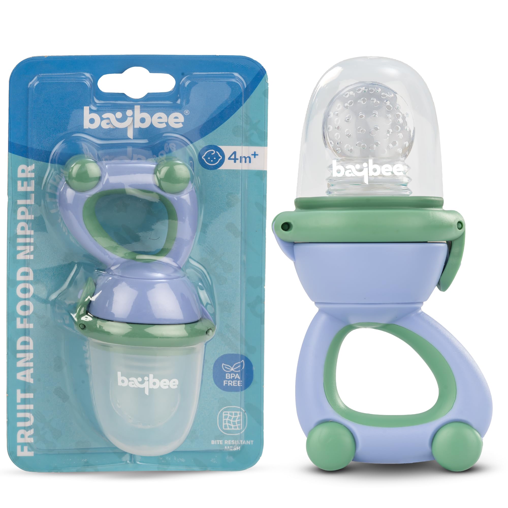 Baybee Silicone Baby Food & Fruit Nibbler for Babies, BPA Free Fresh Fruits Food Feeder for Baby Chewing Teething Toy | Food Grade Extra Silicone Mesh Feeder for Babies from 0-6 Months (Purple)