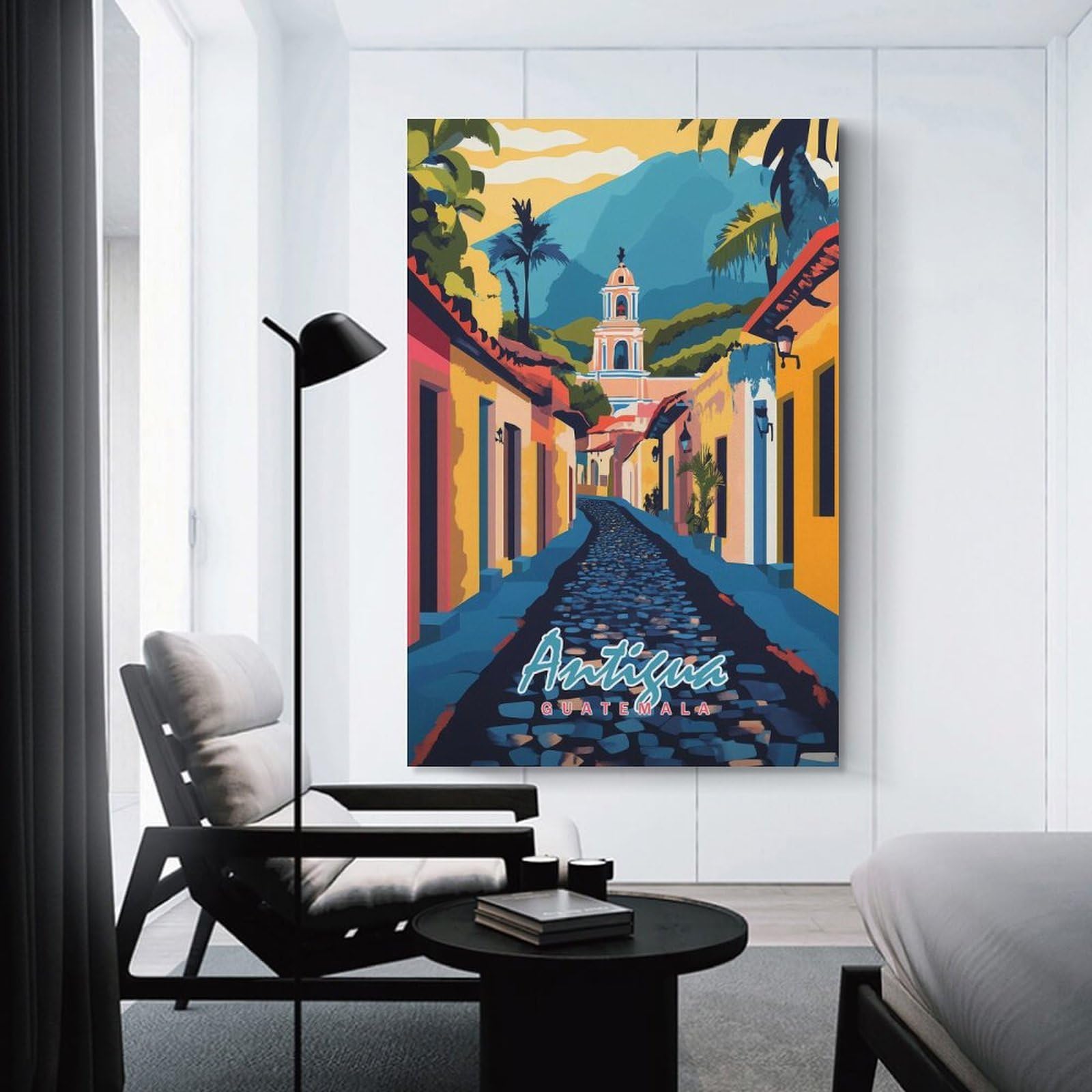 Junmoney Antigua Guatemala Street Decorative Canvas Print 24x36inch(60x90cm), for Study, Office Or Focused Interiors, Wall Art That Adds Style to Work Areas