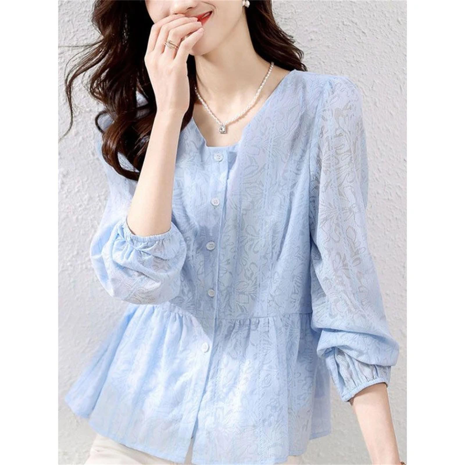 Blusas de primavera para mujer, elegantes, informales, de manga larga, para oficina, trabajo