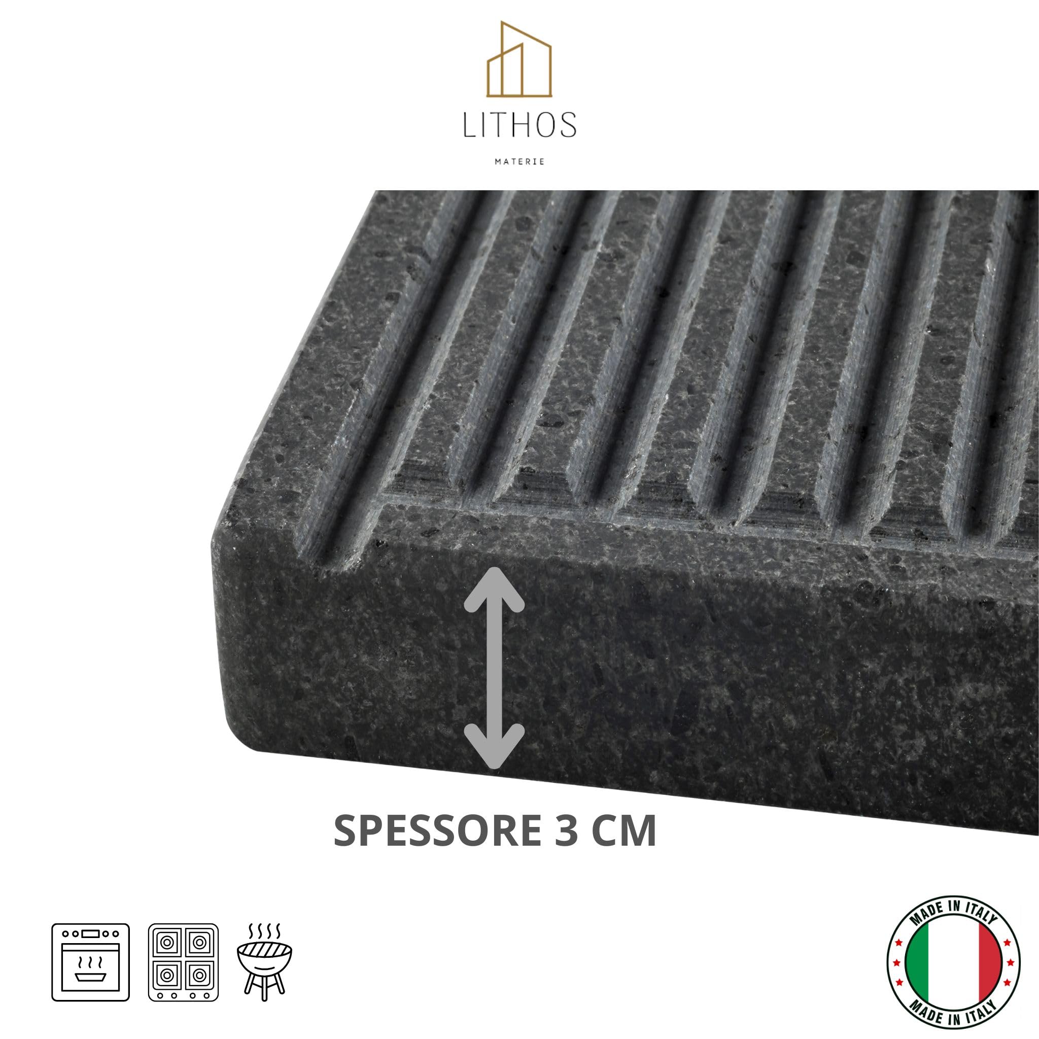 PIASTRA IN PIETRA LAVICA Ollare - Refrattaria dell’Etna per Forno Elettrico & Gas, Barbecue, Bistecchiera per Pizza e Carne – Misure a Scelta (50x40)