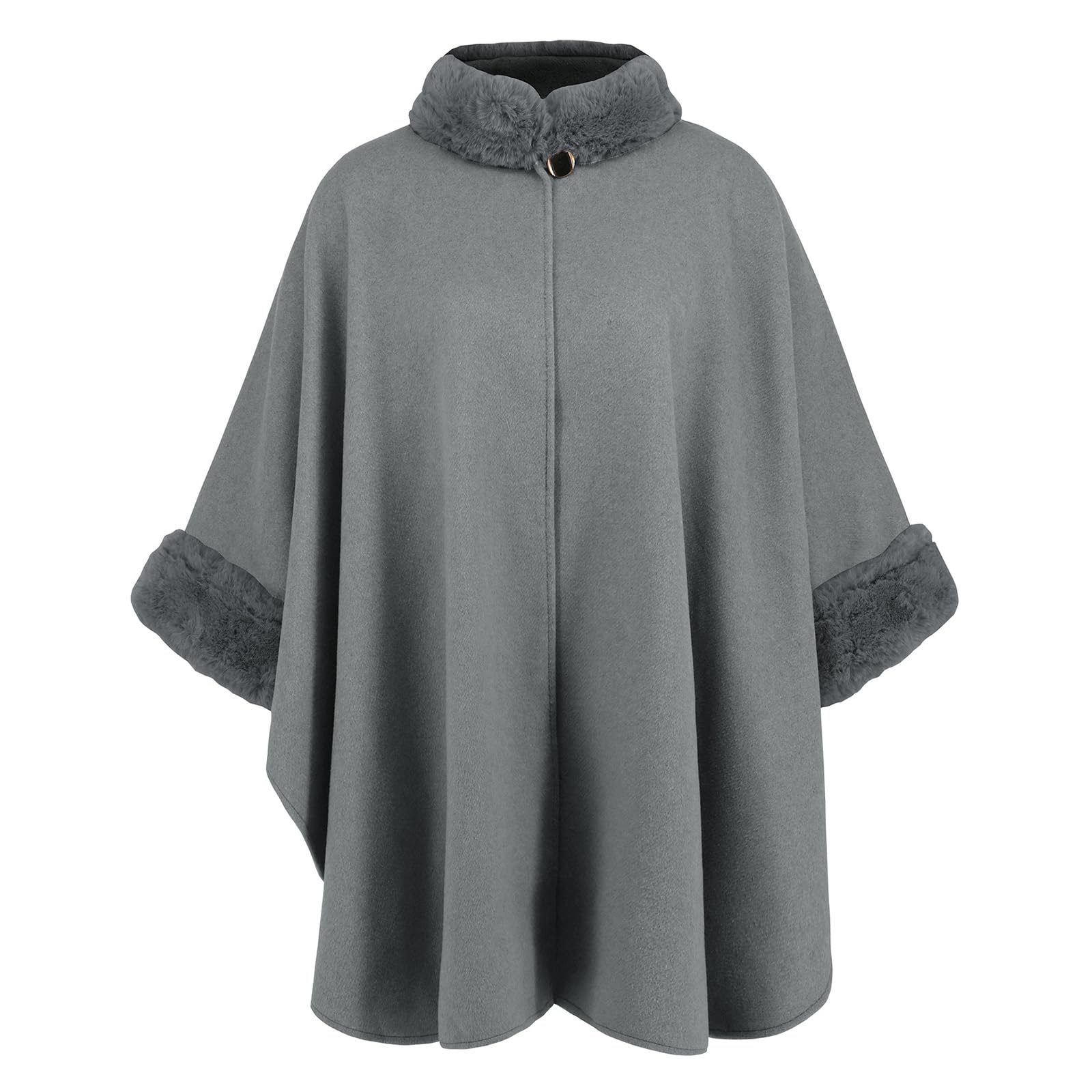 Vintage Loose Fit Poncho Mantelle Cappotto Con Colletto Peloso Polsini Per Le Donne Inverno Aperto Anteriore Baggy Mantello Cardigan Scialle Avvolgere Giacche Esterne Eleganti