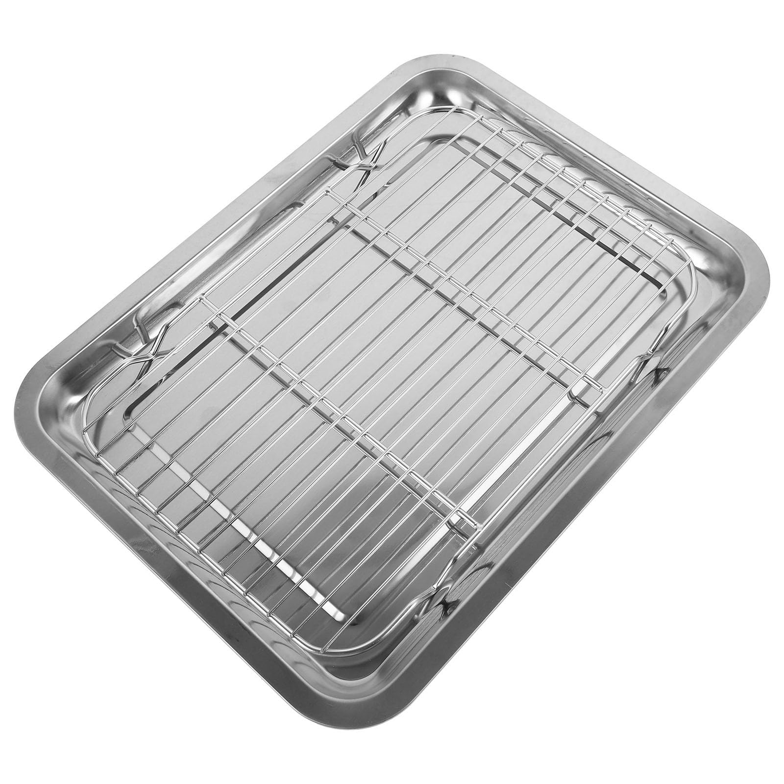 Bandeja para horno con rejilla de acero inoxidable para servir y escurrir alimentos en casa