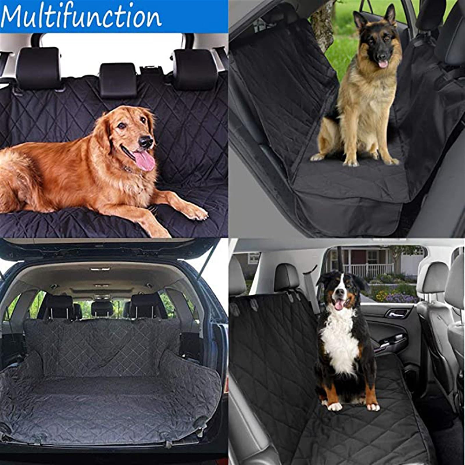 Funda Perros Coche Manta de Coche para Perro, Funda Protectora para Asiento de Coche, Almohadilla para Perro, arnés de Seguridad de Viaje Protector Coche Perros