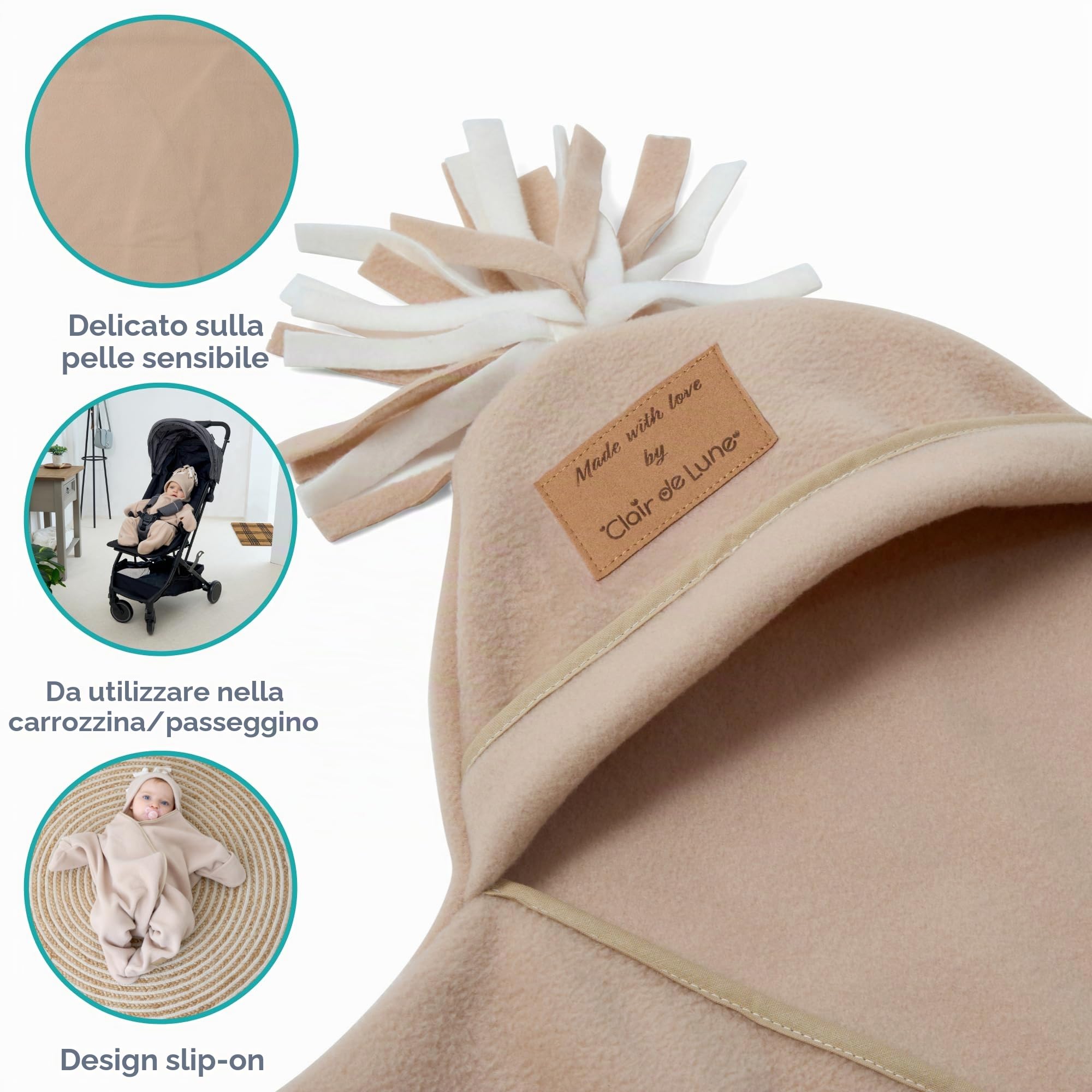 Clair de Lune Star - Coperta in pile per neonati, 6-12 mesi, colore: avena