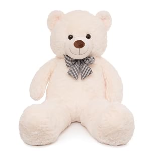 47 inch Big Giant Teddy Bear Stuffed Animals White Cream Soft Plush Life Size Bear Toy All Ages