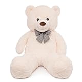47 inch Big Giant Teddy Bear Stuffed Animals, White Cream Soft Plush Life Size Bear Toy All Ages Gift for Children/Girlfriend/Valentine's Day/Christmas/Birthday/Baby Shower/Wedding/Party Decorations