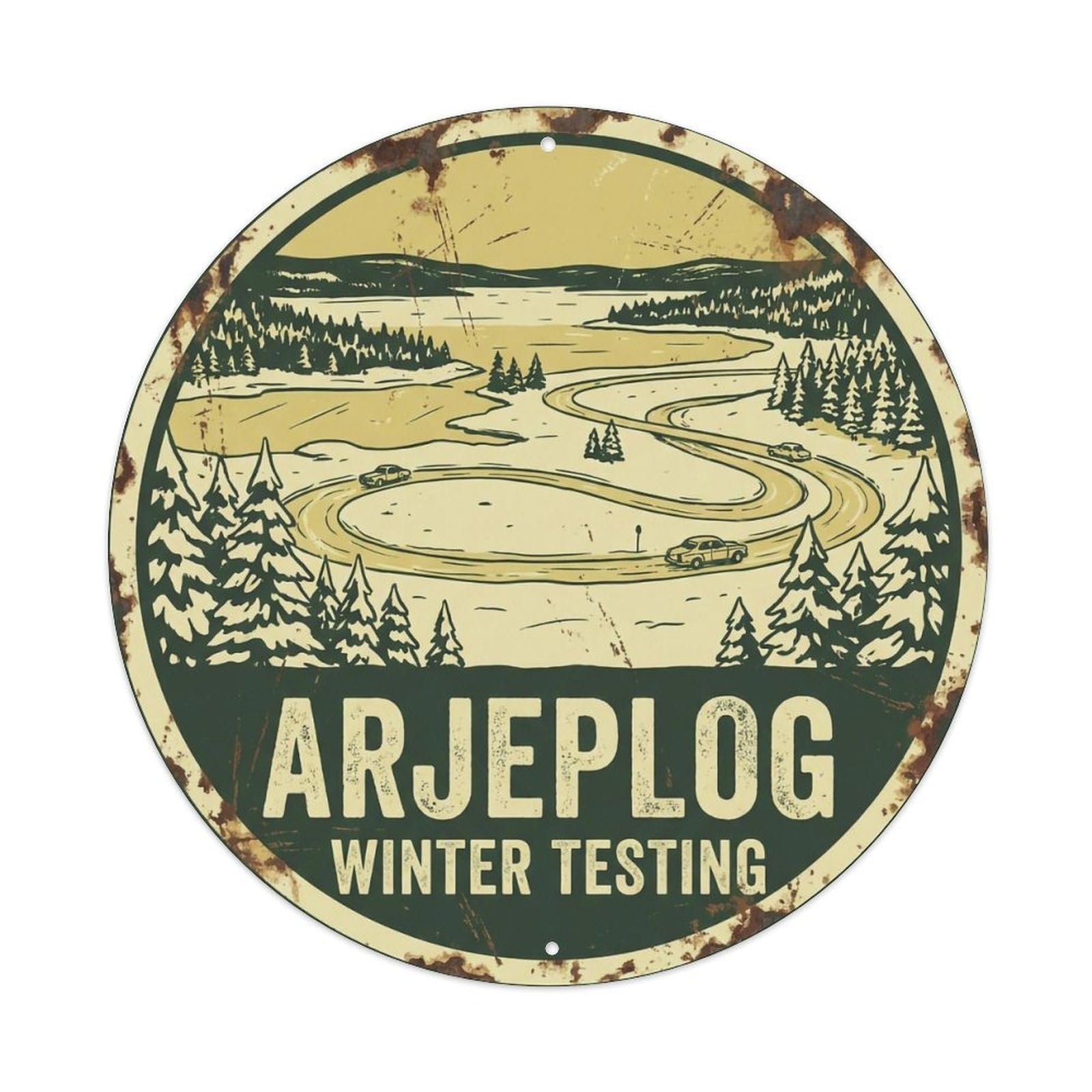 Okahys 8X8inch(20X20cm) Vintage Travel Arjeplog Sweden Winter Metal Tin Sign