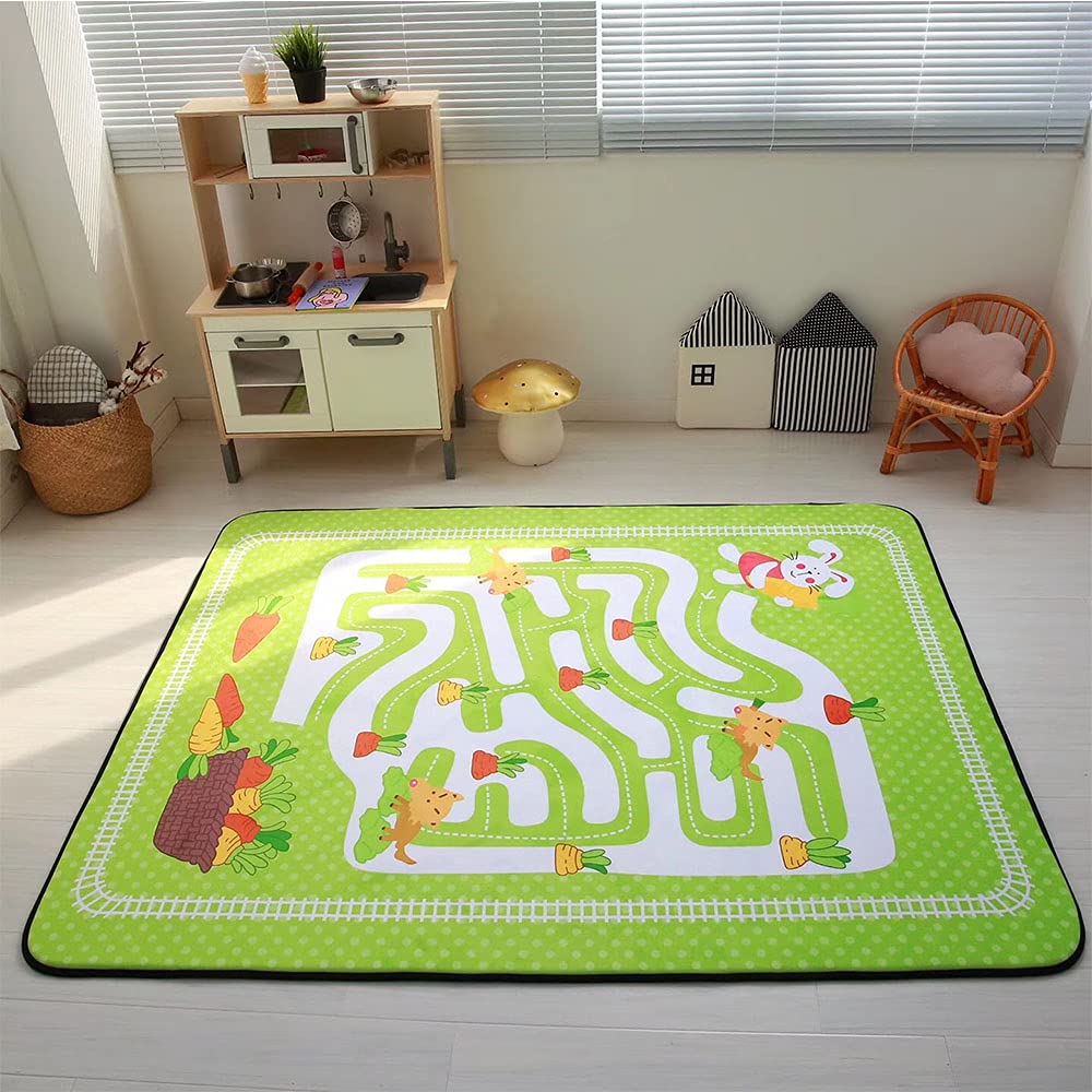 Hiseng Alfombrilla de Juego para Bebés, Estera de Arrastre para Bebé, Alfombra de Poliéster Gateo Infantil Lavable Antideslizante, Plegable Crawl Mat Niños Playmat (150x195cm,Zanahoria)