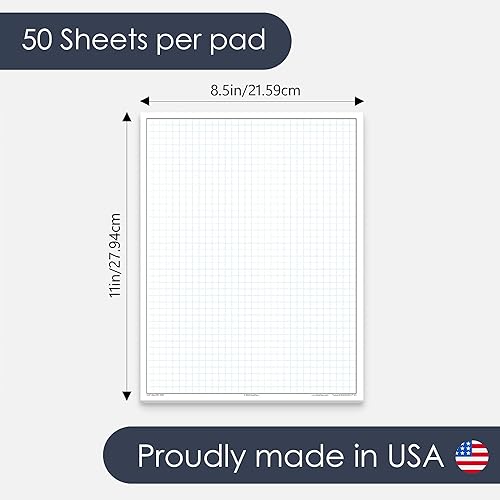 Miniatura 3 de Papel cuadriculado de 8.5 x 11 pulgadas, 50 hojas verticales, cuadrícula cuadrada de 0.25 pulgadas, 4 x 4, plano, alto brillo, contorno de bordes,