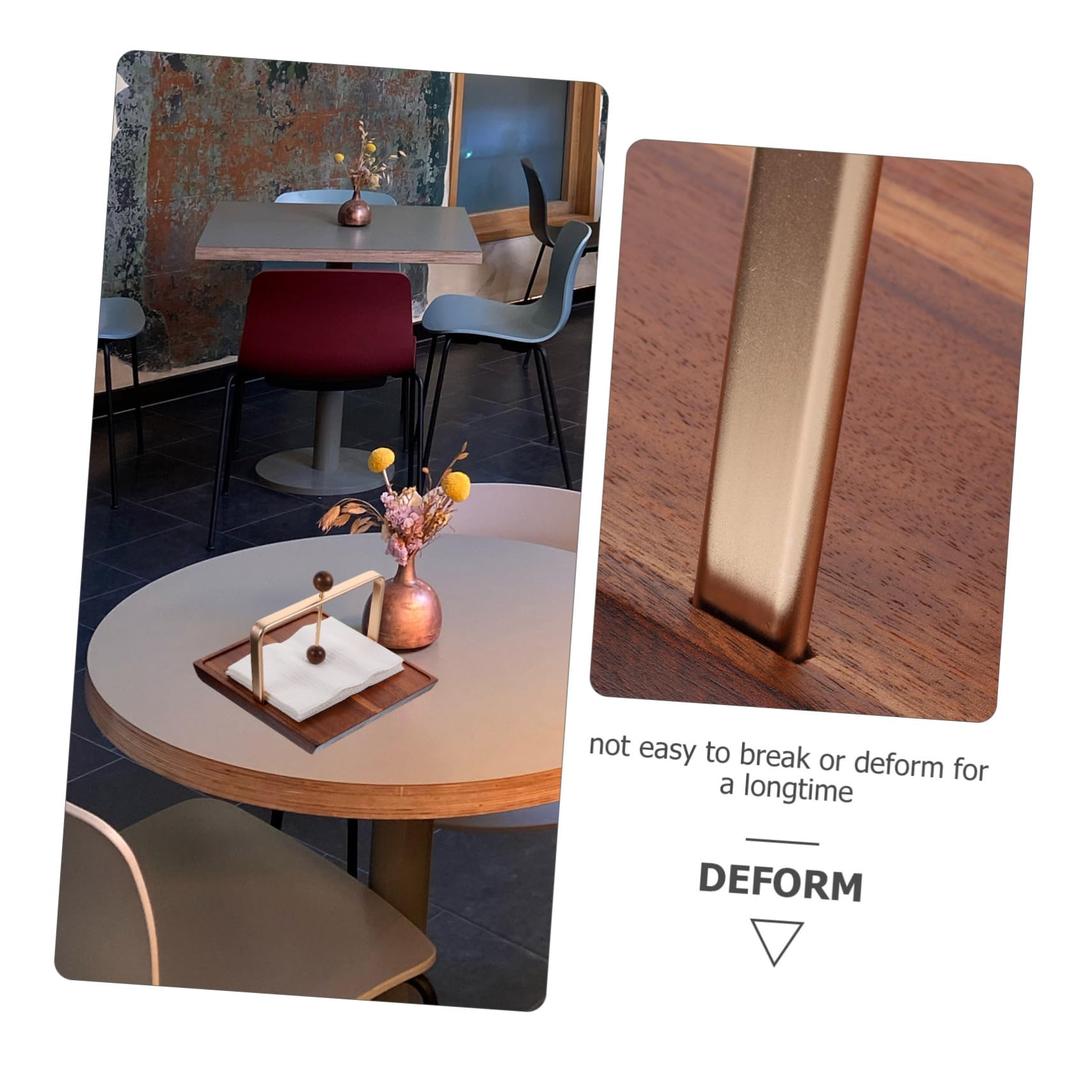Mipcase Servilletero De Mesa De Comedor Cuadrado Pequeño Madera y Hierro Resistente Moderno Para Hogar Restaurante y Cafetería Organizador De Servilletas Multifuncional