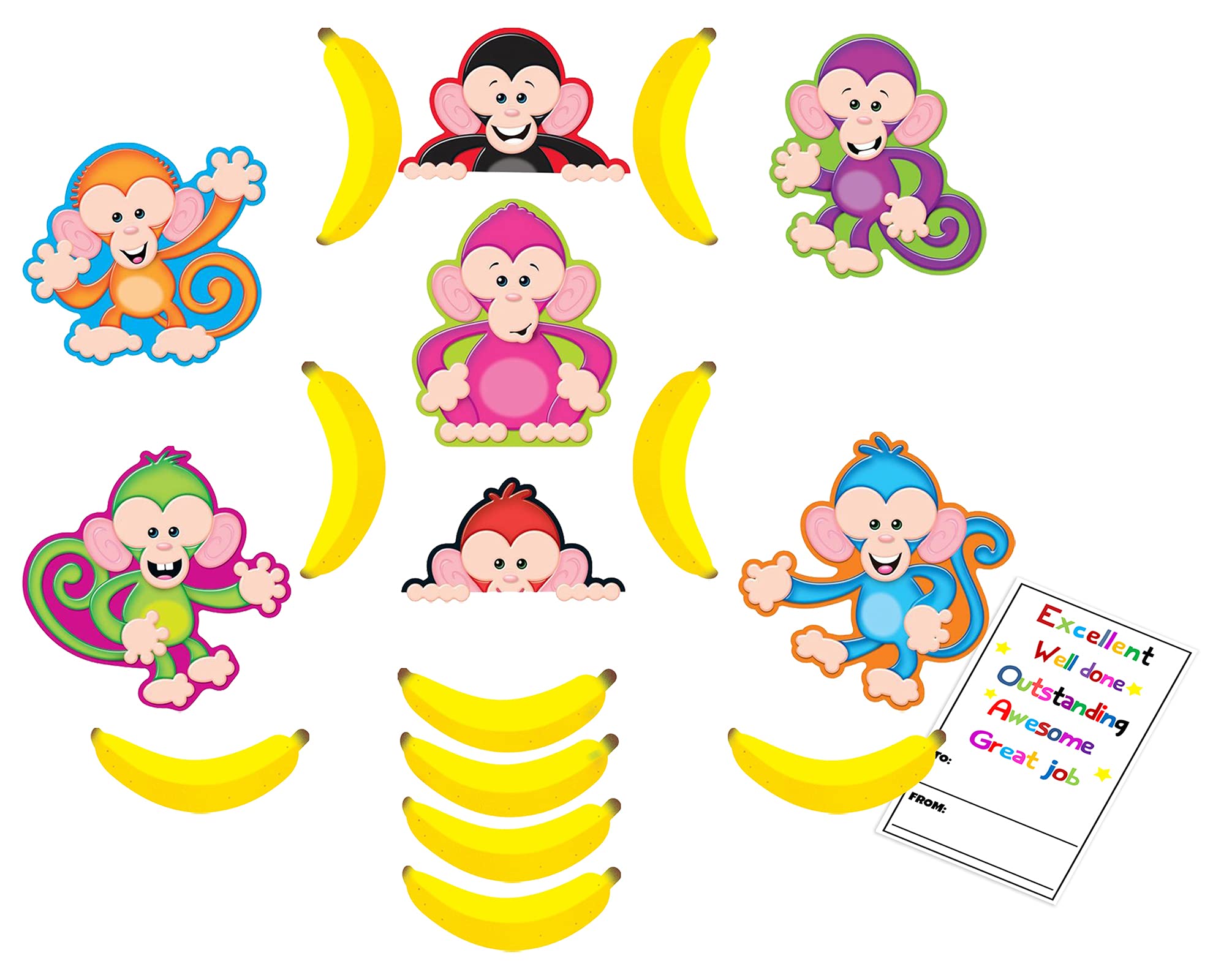 Buy Monkey Cutouts and Banana Cutouts for Classroom - 150 Monkeys and
