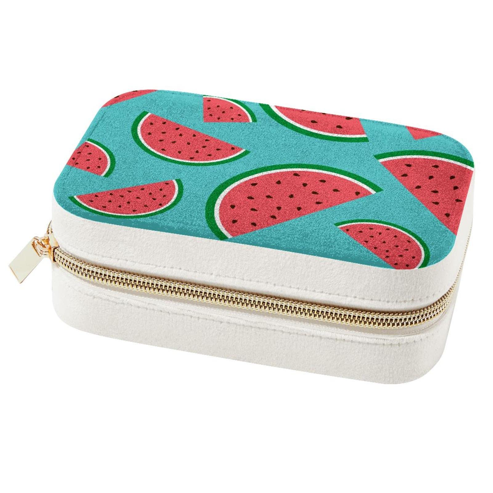 Boîte à bijoux portable pastèque : rangement de voyage compact pour bagues et colliers